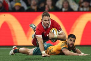 Liam Williams scores a try for Wales against Australia during the 2024 summer tour