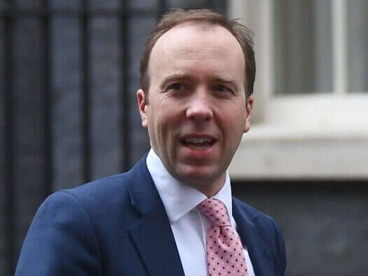 Matt Hancock pictured looking at reporters outside 10 Downing Street. Pictured after statement of his used misleadingly in statins articles by Mail on Sunday.