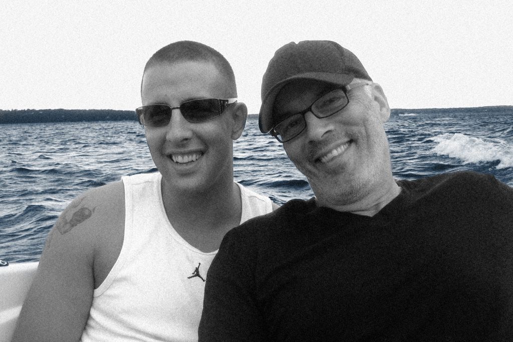 A photo of writer Scott Oake with his son Bruce