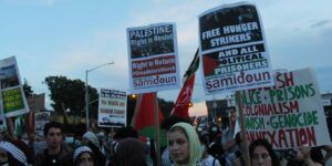 A protest organized by the Samidoun Palestinian Prisoner Solidarity Network.