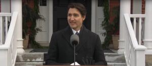 Prime Minister Justin Trudeau announcing his intention to resign on Monday, January 6, 2024.