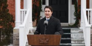 Justin Trudeau announcing his resignation and the prorogation of Parliament earlier this month in front of Rideau Hall.