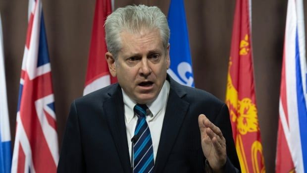 NDP Charlie Angus speaks during a news conference, Tuesday, October 17, 2023 in Ottawa.  THE CANADIAN PRESS/Adrian Wyld