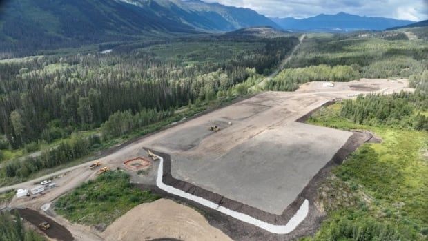 An aerial image of a huge construction site.