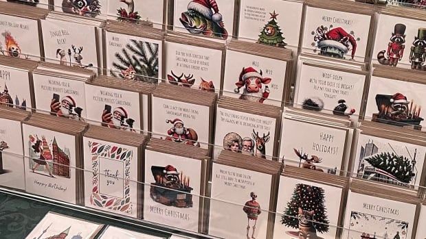 A display of greeting cards 