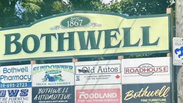 A sign in the rural southwestern Ontario community of Bothwell.