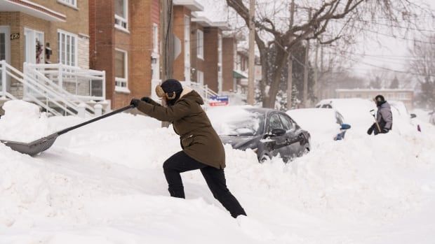 people shovel snow