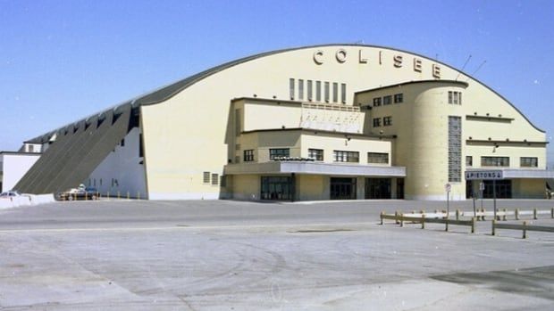 A photo of an arena taken in the 1970s. 