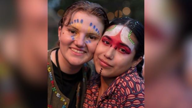 Daryna Dzyba and Haydee Naomi Cortes Garcia with face paint on. 