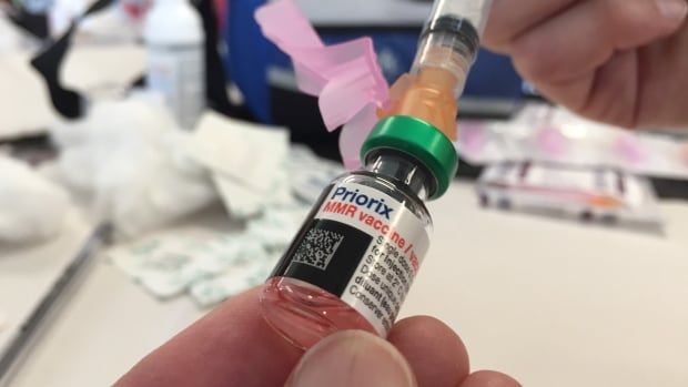 A vial of Priorix MMR vaccine