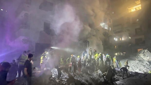 A search effort at the site of an Israeli airstrike in Beirut, Lebanon, on Nov. 23, 2024.