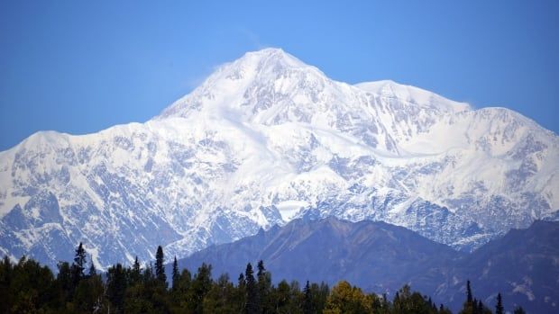 A snowy mountain peak.