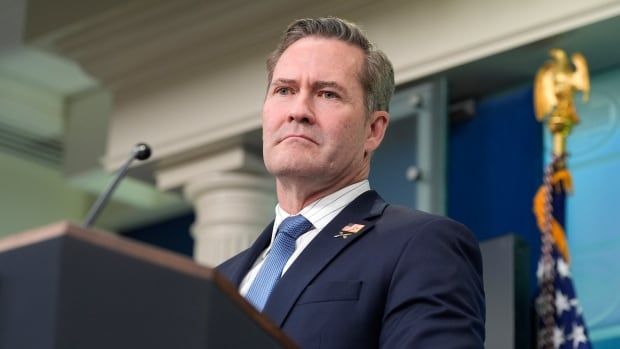 White House national security adviser Mike Waltz standing behind a podium.