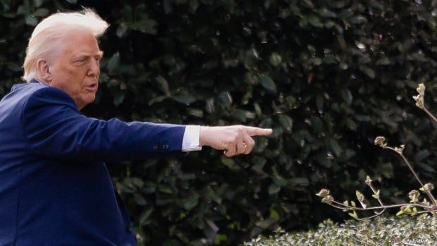 U.S. President Donald Trump pointing.