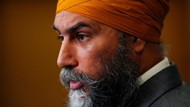 NDP Leader Jagmeet Singh speaks to reporters in the foyer of the House of Commons on Parliament Hill, in Ottawa, Monday, Sept. 16, 2024, as members of Parliament return from summer break.