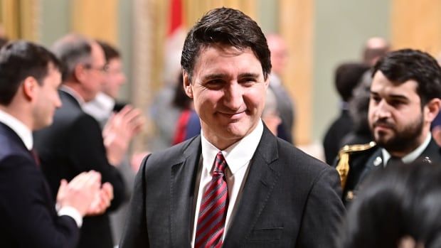 Prime Minister Justin Trudeau departs after a cabinet swearing-in ceremony at Rideau Hall in Ottawa on Friday, Dec. 20, 2024.