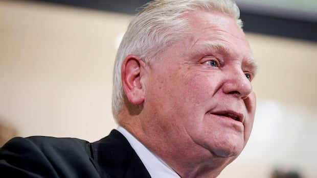 Premier Doug Ford holds a press conference promoting Ontario's critical minerals sector at the Royal Ontario Museum, in Toronto, Jan. 13, 2025.