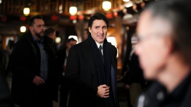 Prime Minister Justin Trudeau leaves following a cabinet retreat at Chateau Montebello in Montebello, Que., on Tuesday, Jan. 21, 2025.