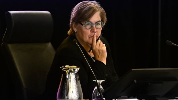 Commissioner Justice Marie-Josee Hogue listens during the Foreign Interference Commission in Ottawa, on Wednesday, Sept. 18, 2024.