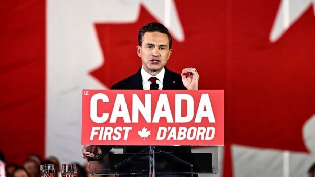 Conservative Leader Pierre Poilievre speaks at his Canada First rally in Ottawa, on Saturday, Feb. 15, 2025.