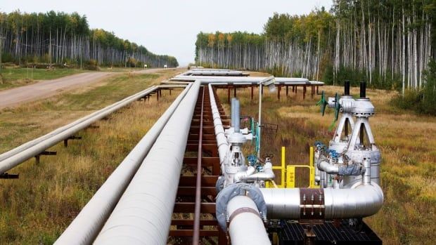 Pipelines run at the McKay River Suncor oilsands in-situ operations near Fort McMurray, Alberta in September 2014. Suncor has entered an alliance with several other oilsands producers to work towards net-zero greenhouse gas emissions by 2050.