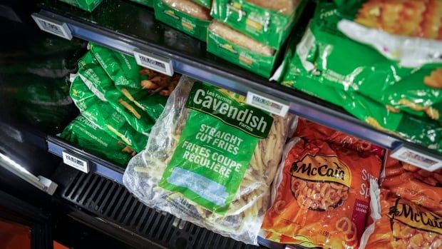 Cavendish and McCain branded potato products are pictured at a grocery store.