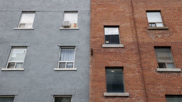 Low rise apartment buildings in Toronto’s Beaches neighbourhood are pictured on May 22, 2024.