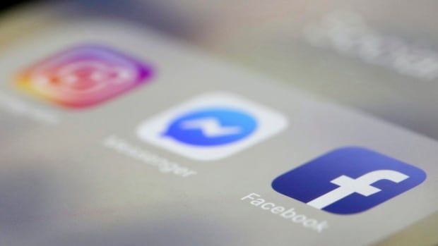 Close-up photo of apps Facebook, Facebook messenger and Instagram.