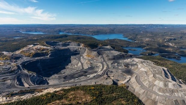 Aerial view of an open-pit mine