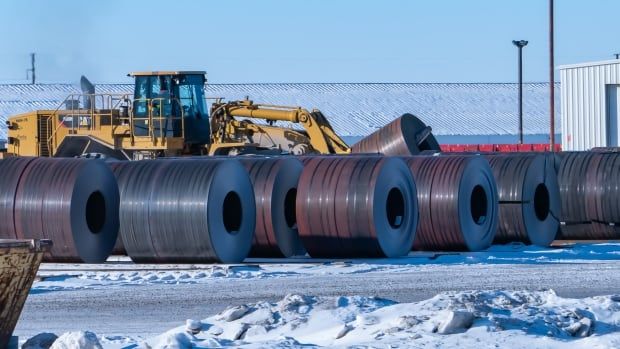 sections of pipeline in a yard