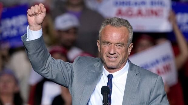 Robert F. Kennedy Jr., speaks before Republican presidential nominee former President Donald Trump at a campaign event Friday, Nov. 1, 2024, in Milwaukee. (AP Photo/Morry Gash)