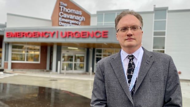 Brad Harrington, president and CEO of the Mississippi River Health Alliance, stands outside the Carleton Place hospital. 