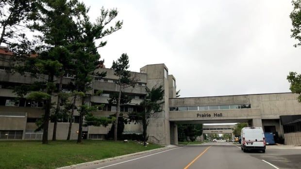 concrete buildings on a university campus