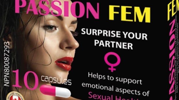 Black packaging with a woman's face and the words 'Passion Fem' and 'Surprise Your Partner.'