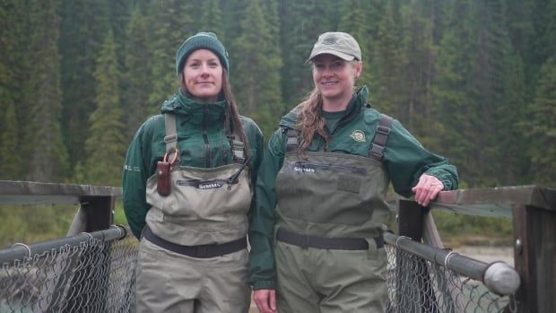 Pictured are Marie Veillard and Jeanette Goulet, with Parks Canada. They are pictured on Kootenay River in Kootenay National Park on Thursday, Sept. 12, 2024.  