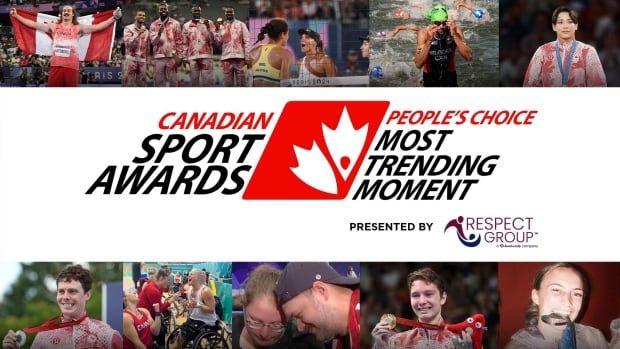 A variety of Canadian athlete moments in a montage with the text: Canadian Sport Awards, Most Trending Moment