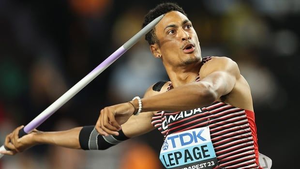 Canadian decathlete Pierce LePage competes in the javelin throw leg of the 10-event competition at the World Athletics Championships on Aug. 26, 2023 in Budapest, Hungary.