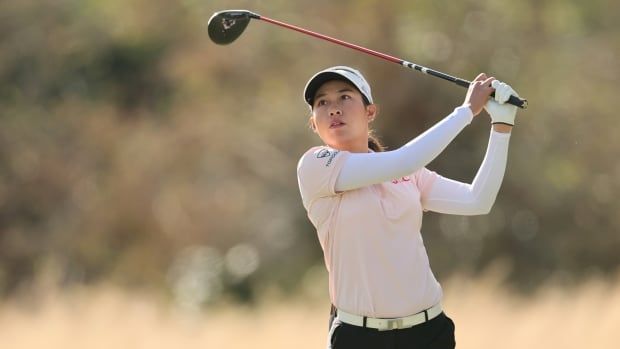 Thailand female golfer plays her shot from the third tee during the second round of the CME Group Tour Championship 2024 at Tiburon Golf Club on November 22, 2024 in Naples, Florida. 