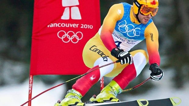 Canadian alpine skier Ryan Semple races the downhill portion of the super combined event to a 15th place and top Canadian finish on Feb. 21, 2010 at the Vancouver Olympic Winter Games in Whistler B.C.