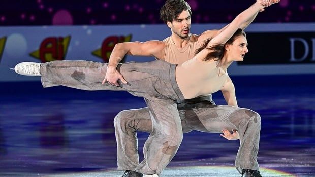 Gabriella Papadakis and Guillaume Cizeron of France perform during the gala of the ISU European Figure Skating Championships in the Zalgiris Arena in Kaunas, Lithuania on Jan. 14, 2024.