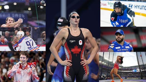 Composite of 7 Canadian athletes who could be in the running for 2024 Canadian athlete of the year