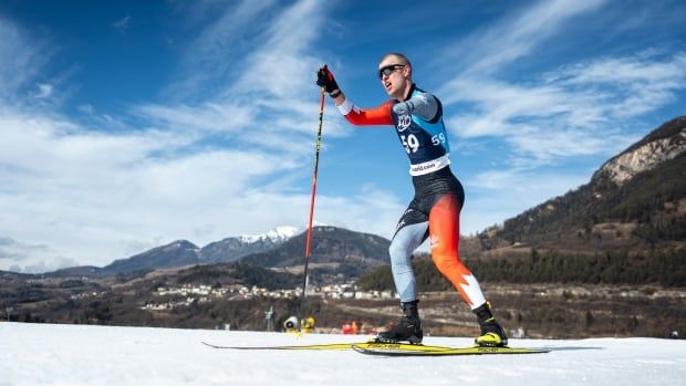 A men's Para biathlete competing.