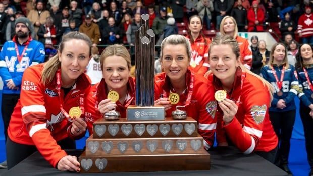 Four Canadian female curlers.