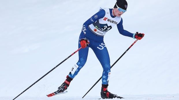 American athlete Alexa Brabec competes in the women's five-kilometre leg of the nordic combined at the Nordic World Ski Championships Planica on February 24, 2023 in Slovenia. 