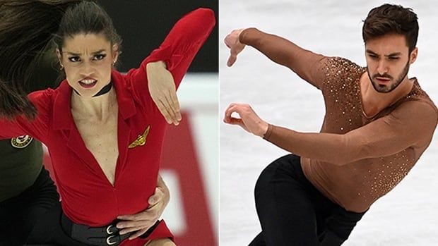 Composite photo of ice dancers Laurence Fournier Beaudry of Canada and Frenchman Guillaume Cizeron.