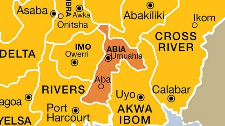 Nigerian map showing Abia State