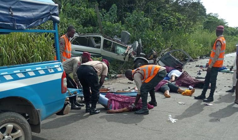 FRSC officials at the scene of the accident on the expressway