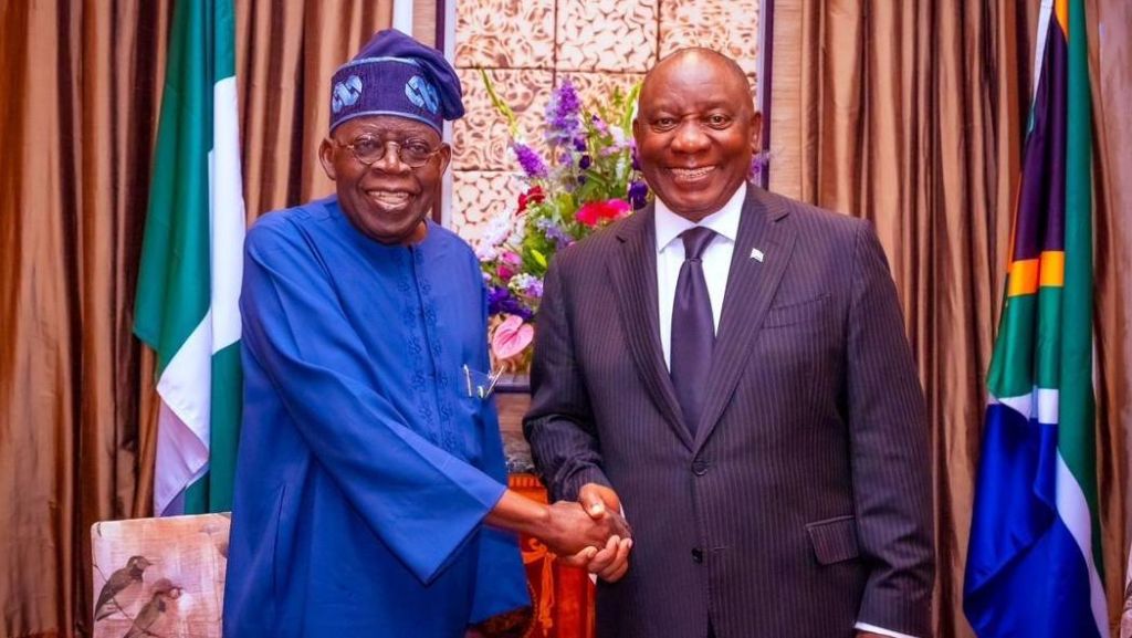 President Bola Tinubu with President Cyril Ramaphosa on arrival at Tuynhuys, Cape Town for the 11th session of Nigeria South Africa Bi-National Commission. Tuesday, December 3, 2024, Cape Town, South Africa.