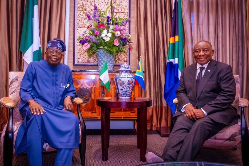 President Bola Tinubu with President Cyril Ramaphosa on arrival at Tuynhuys, Cape Town for the 11th session of Nigeria South Africa Bi-National Commission. Tuesday, December 3, 2024, Cape Town, South Africa.