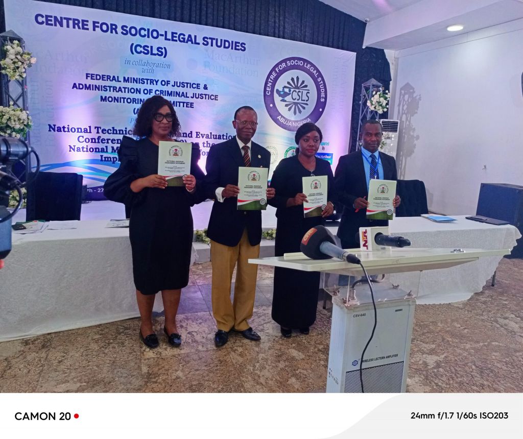 L-R Director of MacArthur Foundation, Kole Shettima, the Director of Criminal Justice Reform at the Federal Ministry of Justice, Leticia Ayoola-Daniels, President of CSLS Yemi Akinseye-George